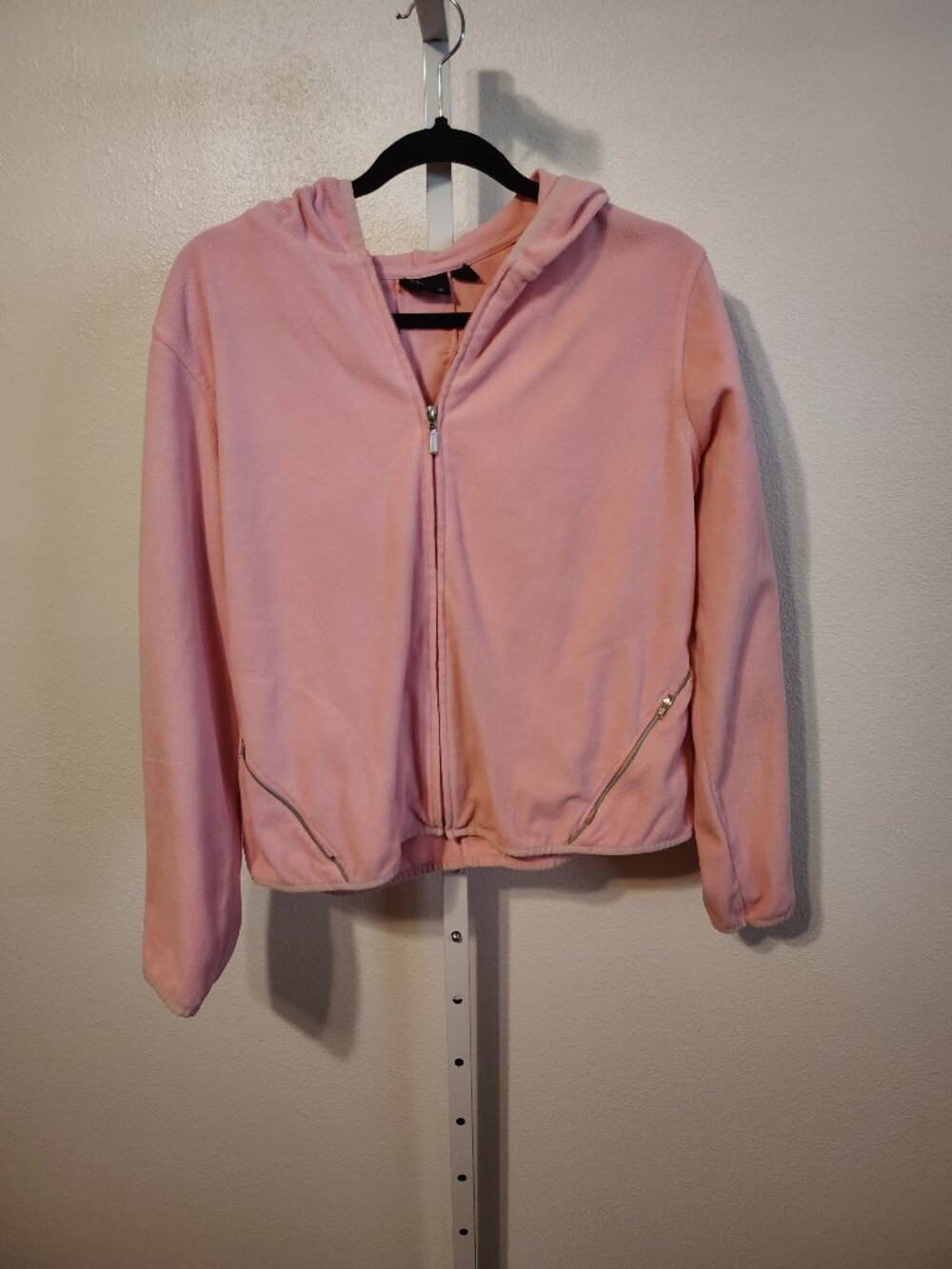 Tek Gear Women's Jacket Size Large Pink Fleece Full Zipper Polyester Hoodie